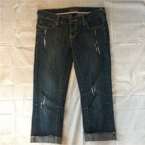 Vanity Distressed Denim Jean Cuffed Capris Size 27